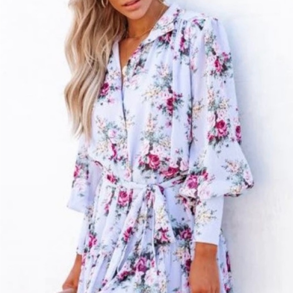 Vici- chiffon Floral Print Dress
